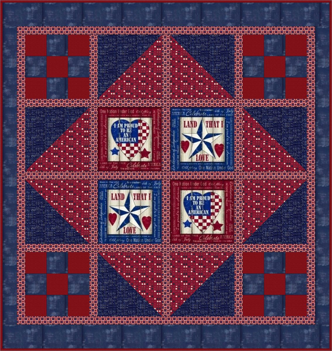 “Proud American” Free Quilts of Valor Pattern designed by Debbie Chambers from the Quilts of Valor Foundation
