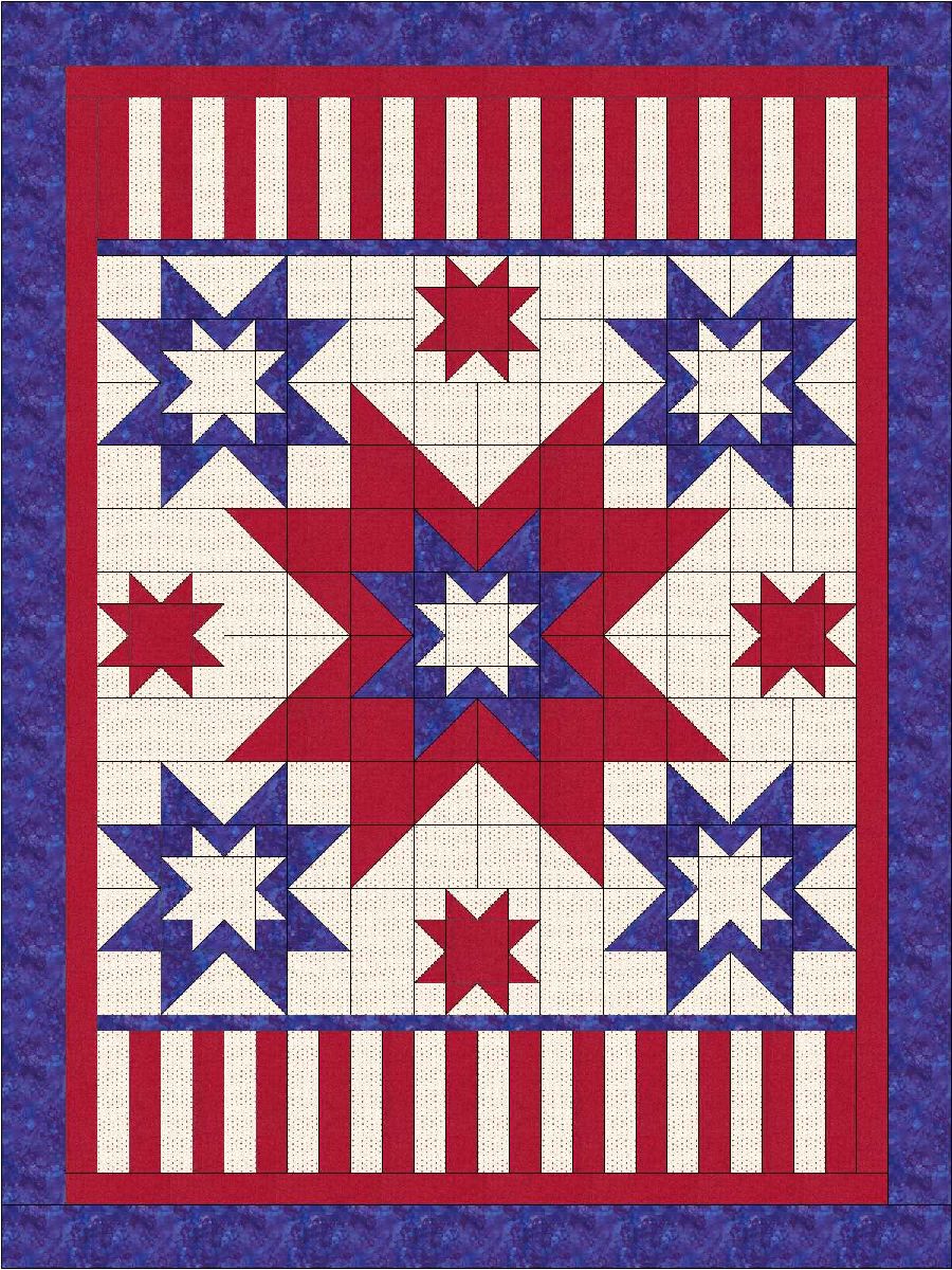 “Ray’s All American Stars and Stripes” Free Quilts of Valor Pattern designed by Lisa Sutherland from the Quilts of Valor Foundation